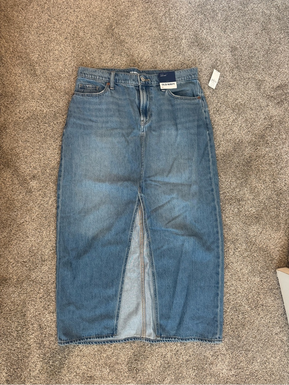 Old Navy Women's Blue Straight-Leg Denim Skirt with Front Slit